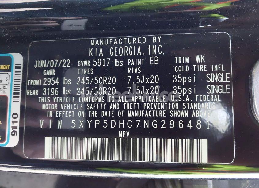 Photo 9 of 2022 Kia Telluride SX (VIN 5XYP5DHC7NG296481)