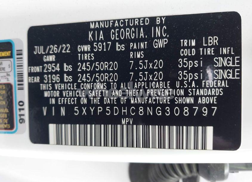 Photo 9 of 2022 Kia Telluride SX (VIN 5XYP5DHC8NG308797)