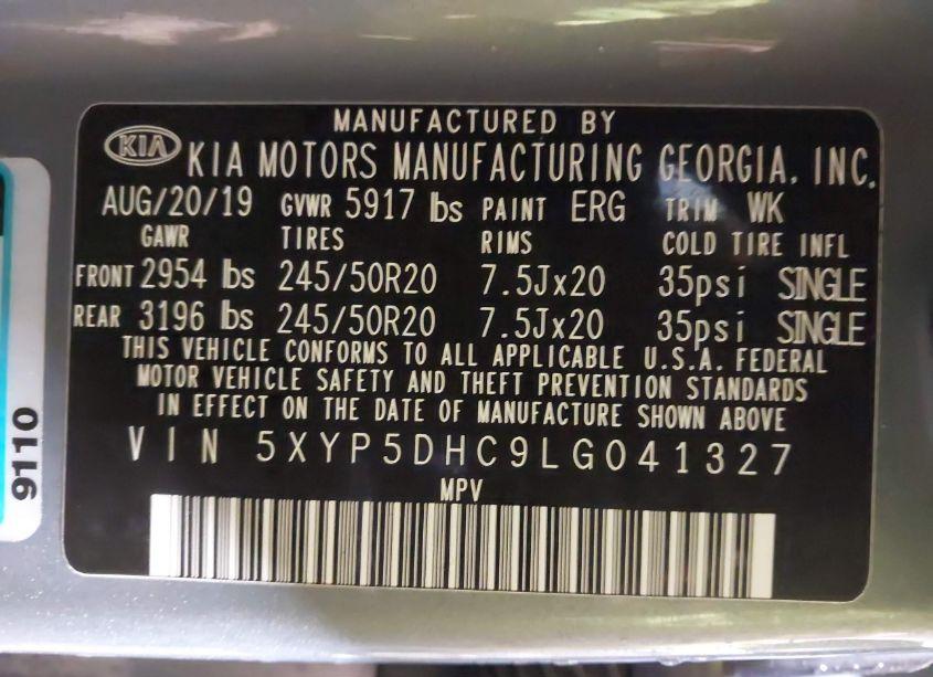 Photo 9 of 2020 Kia Telluride SX (VIN 5XYP5DHC9LG041327)