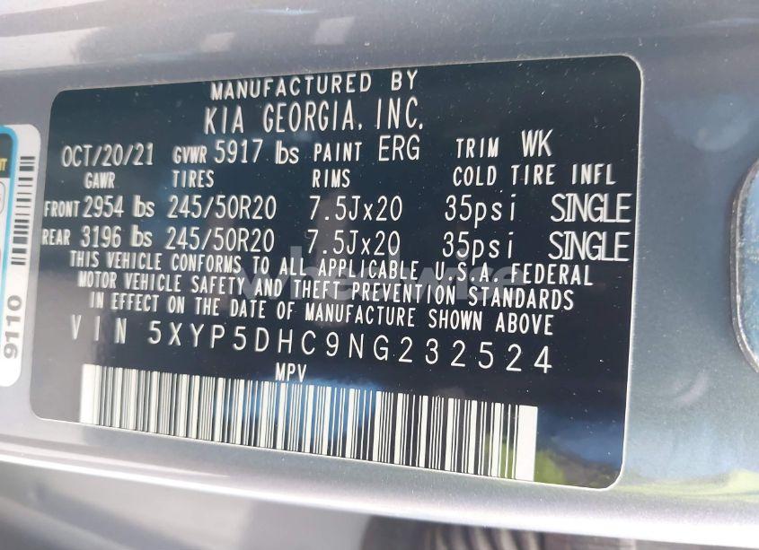 Photo 9 of 2022 Kia Telluride SX (VIN 5XYP5DHC9NG232524)