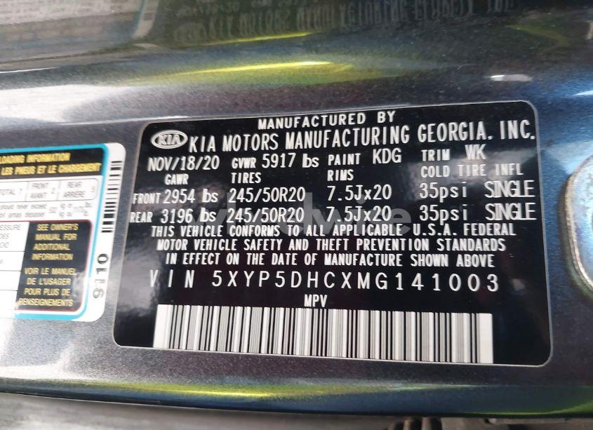 Photo 9 of 2021 Kia Telluride SX (VIN 5XYP5DHCXMG141003)