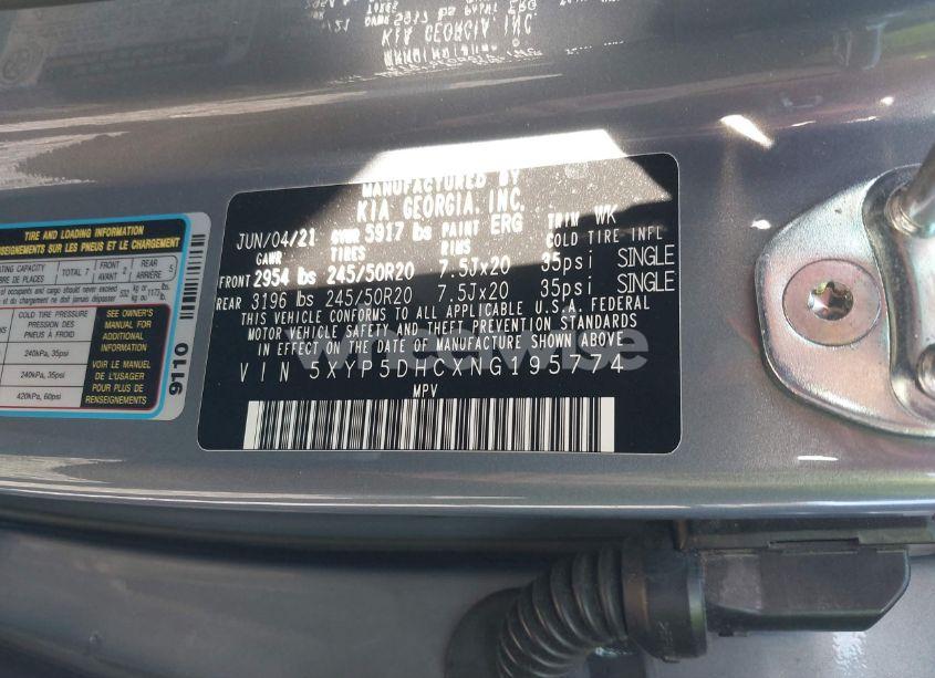 Photo 9 of 2022 Kia Telluride SX (VIN 5XYP5DHCXNG195774)