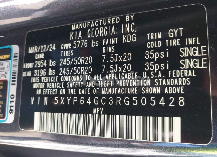 Photo 9 of 2024 Kia Telluride S (VIN 5XYP64GC3RG505428)