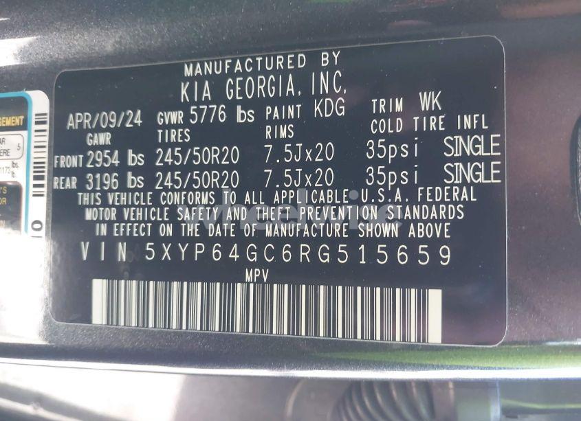 Photo 9 of 2024 Kia Telluride S (VIN 5XYP64GC6RG515659)