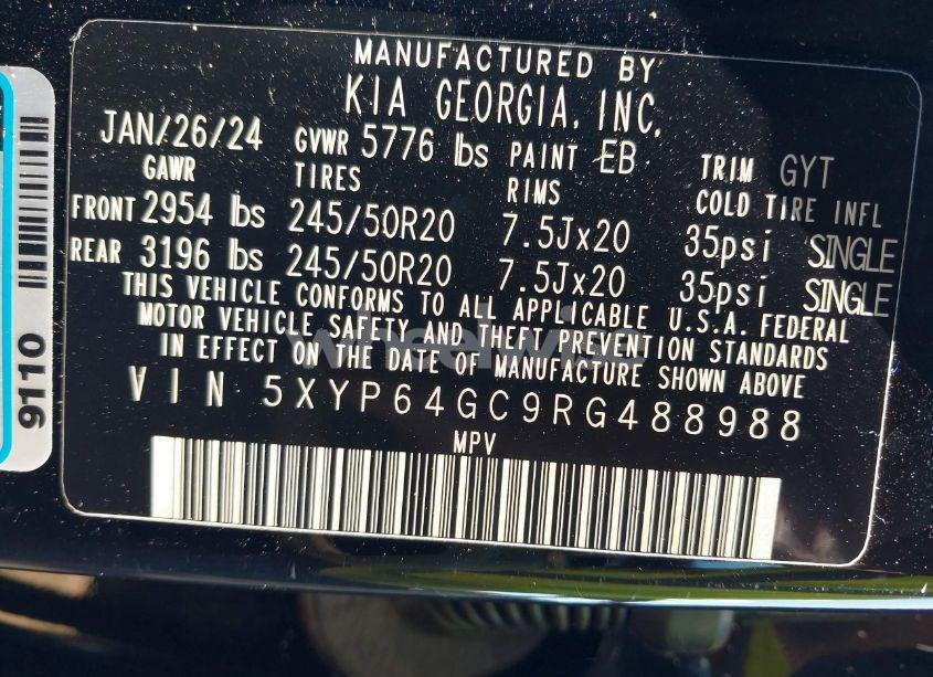 Photo 9 of 2024 Kia Telluride S (VIN 5XYP64GC9RG488988)