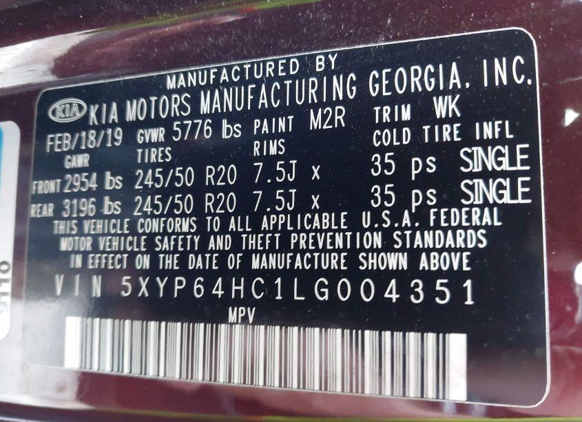 Photo 9 of 2020 Kia Telluride S (VIN 5XYP64HC1LG004351)