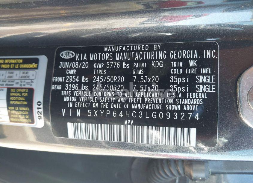 Photo 9 of 2020 Kia Telluride S (VIN 5XYP64HC3LG093274)