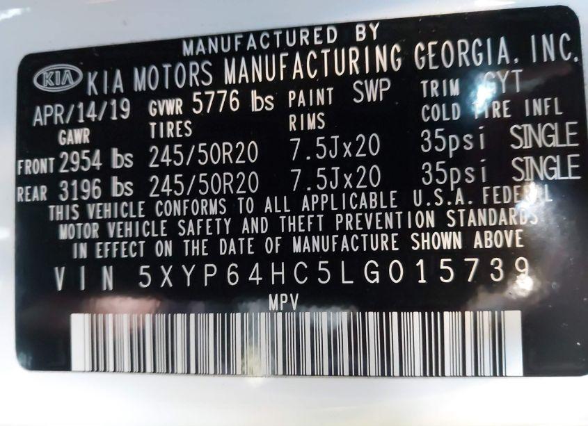 Photo 9 of 2020 Kia Telluride S (VIN 5XYP64HC5LG015739)