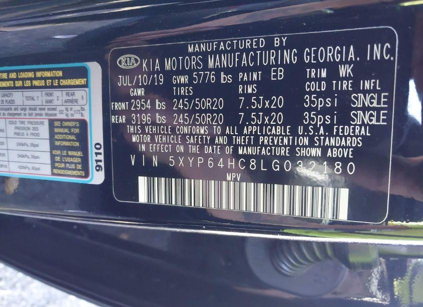 Photo 9 of 2020 Kia Telluride S (VIN 5XYP64HC8LG032180)