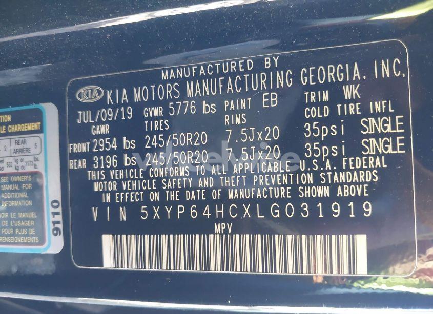 Photo 9 of 2020 Kia Telluride S (VIN 5XYP64HCXLG031919)