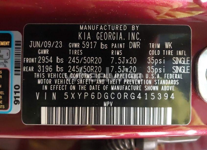 Photo 9 of 2024 Kia Telluride S (VIN 5XYP6DGC0RG415394)