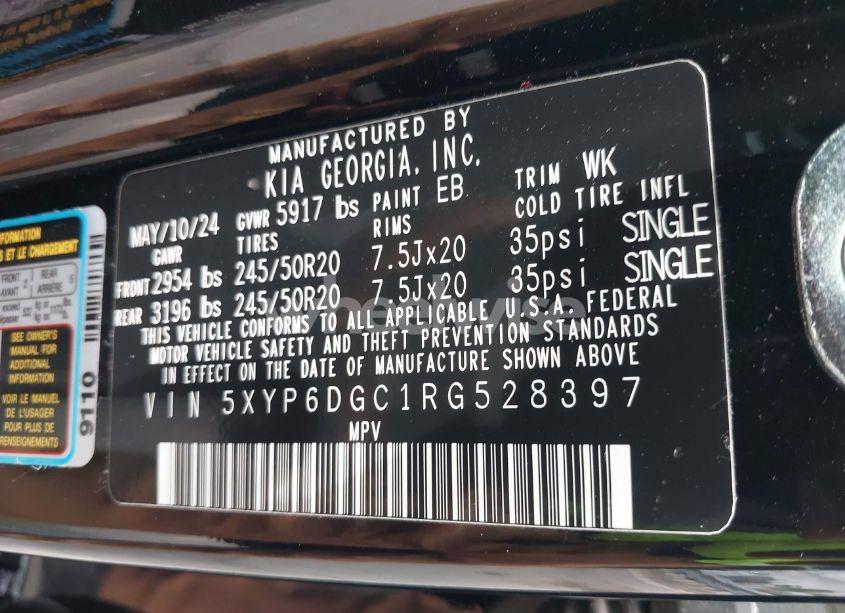 Photo 9 of 2024 Kia Telluride S (VIN 5XYP6DGC1RG528397)