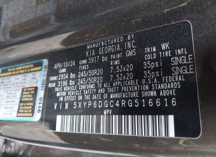 Photo 9 of 2024 Kia Telluride S (VIN 5XYP6DGC4RG516616)