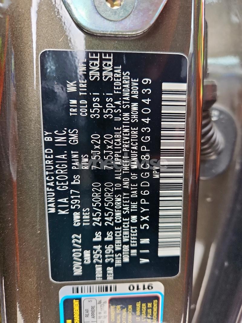 Photo 12 of 2023 KIA TELLURIDE S (VIN 5XYP6DGC8PG340439)