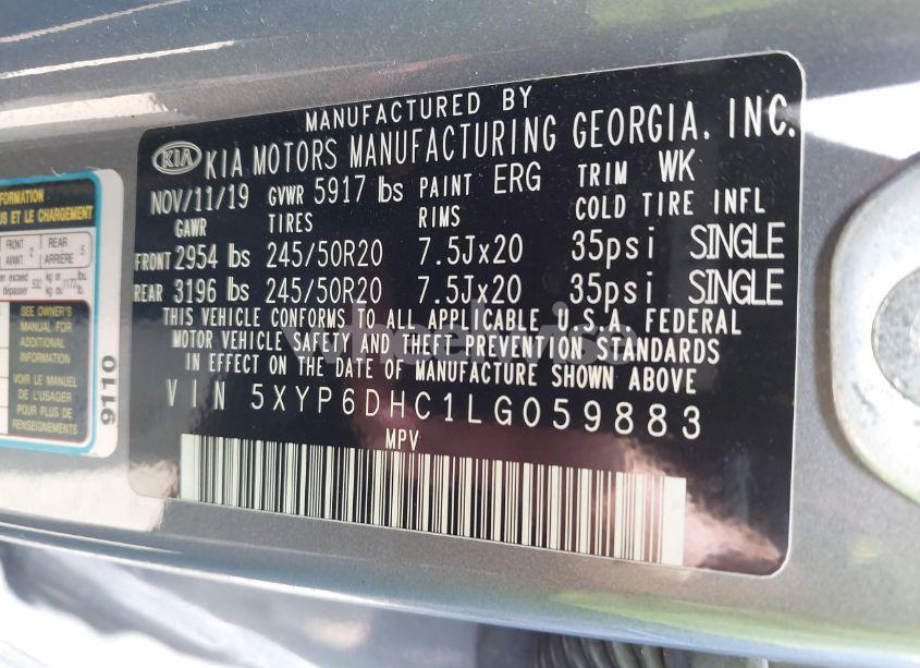 Photo 9 of 2020 Kia Telluride S (VIN 5XYP6DHC1LG059883)