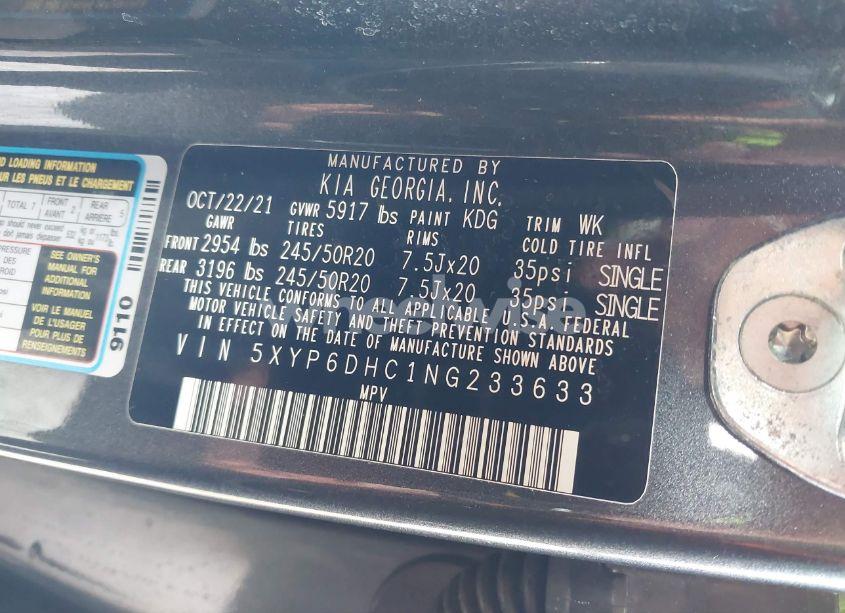 Photo 9 of 2022 Kia Telluride S (VIN 5XYP6DHC1NG233633)