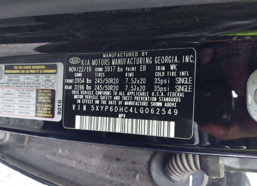 Photo 9 of 2020 Kia Telluride S (VIN 5XYP6DHC4LG062549)