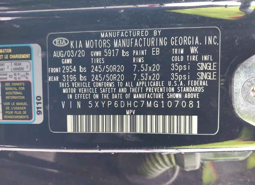 Photo 9 of 2021 Kia Telluride S (VIN 5XYP6DHC7MG107081)