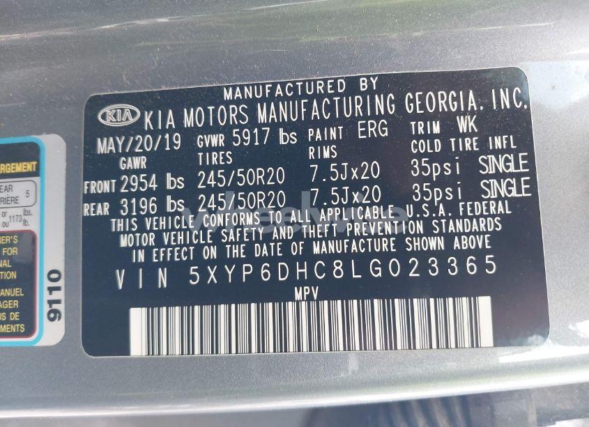 Photo 9 of 2020 Kia Telluride S (VIN 5XYP6DHC8LG023365)