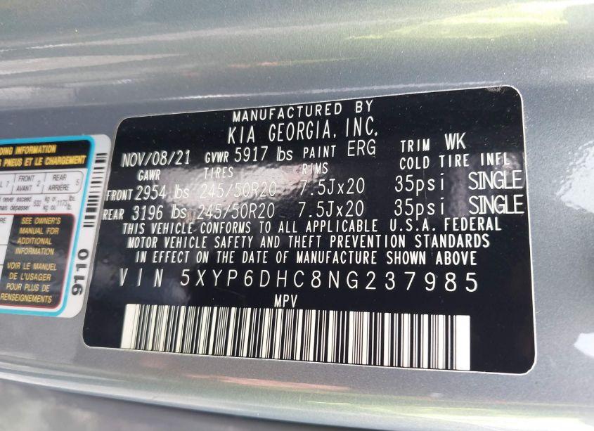 Photo 9 of 2022 Kia Telluride S (VIN 5XYP6DHC8NG237985)