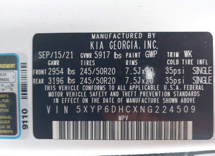 Photo 9 of 2022 Kia Telluride S (VIN 5XYP6DHCXNG224509)