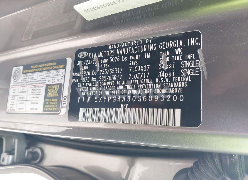 Photo 9 of 2016 Kia Sorento 2.4L LX (VIN 5XYPG4A30GG093200)