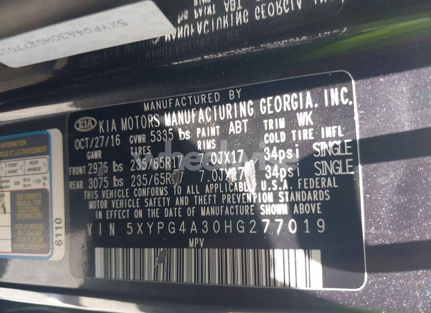 Photo 9 of 2017 Kia Sorento 2.4L LX (VIN 5XYPG4A30HG277019)