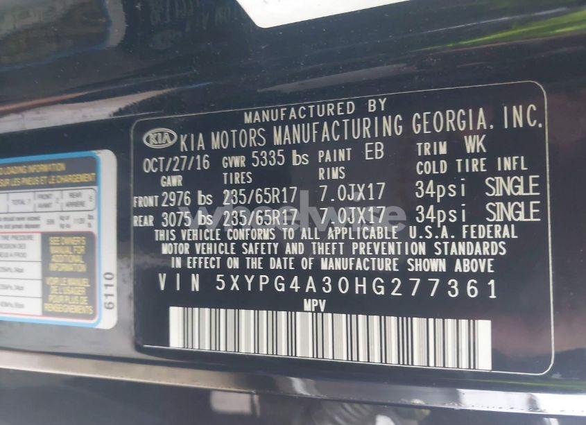 Photo 9 of 2017 Kia Sorento 2.4L LX (VIN 5XYPG4A30HG277361)