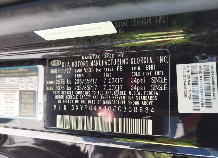 Photo 9 of 2018 Kia Sorento 2.4L LX (VIN 5XYPG4A30JG338634)
