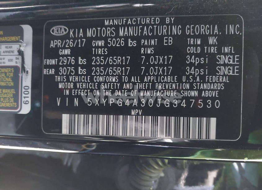 Photo 9 of 2018 Kia Sorento 2.4L LX (VIN 5XYPG4A30JG347530)
