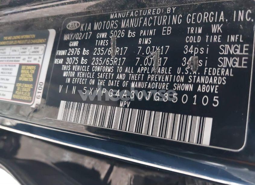 Photo 9 of 2018 Kia Sorento 2.4L L (VIN 5XYPG4A30JG350105)