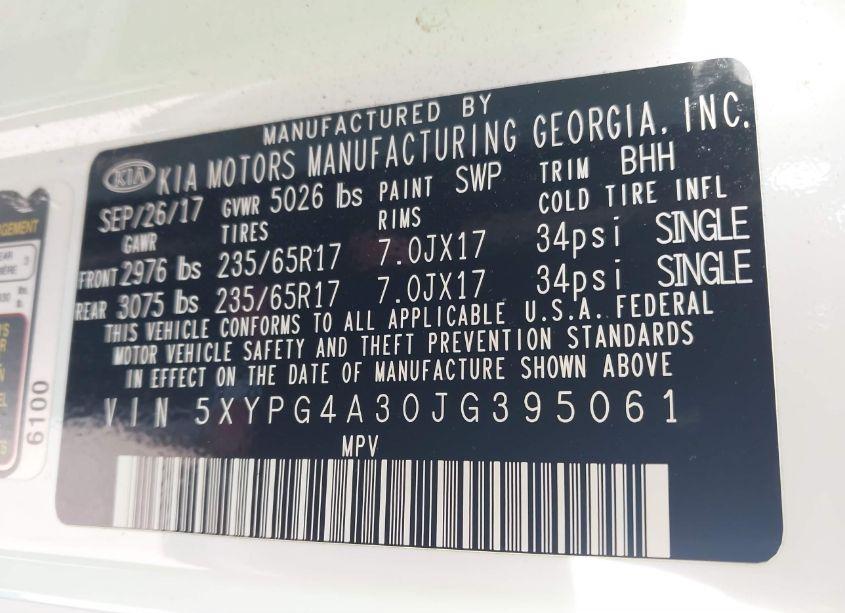 Photo 9 of 2018 Kia Sorento 2.4L LX (VIN 5XYPG4A30JG395061)