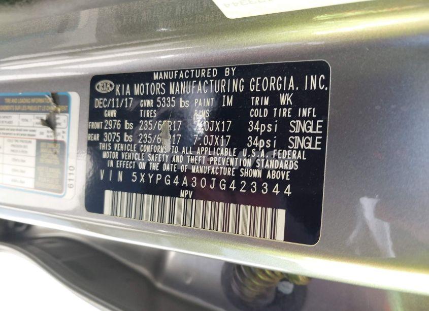 Photo 9 of 2018 Kia Sorento 2.4L LX (VIN 5XYPG4A30JG423344)