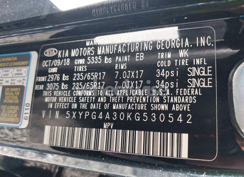 Photo 9 of 2019 Kia Sorento 2.4L LX (VIN 5XYPG4A30KG530542)