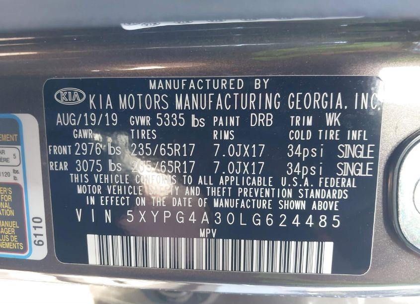 Photo 9 of 2020 Kia Sorento 2.4L LX (VIN 5XYPG4A30LG624485)