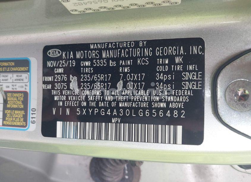 Photo 9 of 2020 Kia Sorento 2.4L L (VIN 5XYPG4A30LG656482)