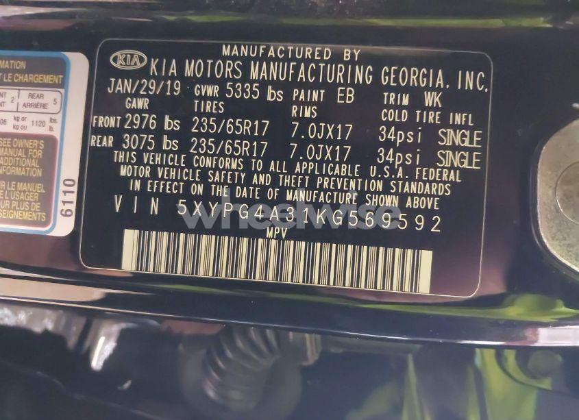 Photo 9 of 2019 Kia Sorento 2.4L LX (VIN 5XYPG4A31KG569592)