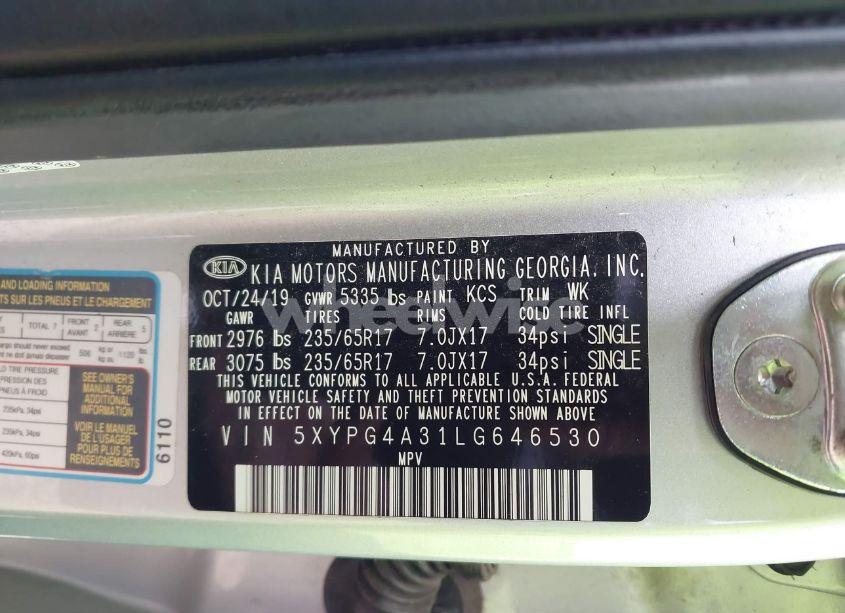 Photo 9 of 2020 Kia Sorento 2.4L L (VIN 5XYPG4A31LG646530)