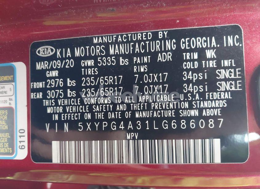Photo 9 of 2020 Kia Sorento 2.4L LX (VIN 5XYPG4A31LG686087)