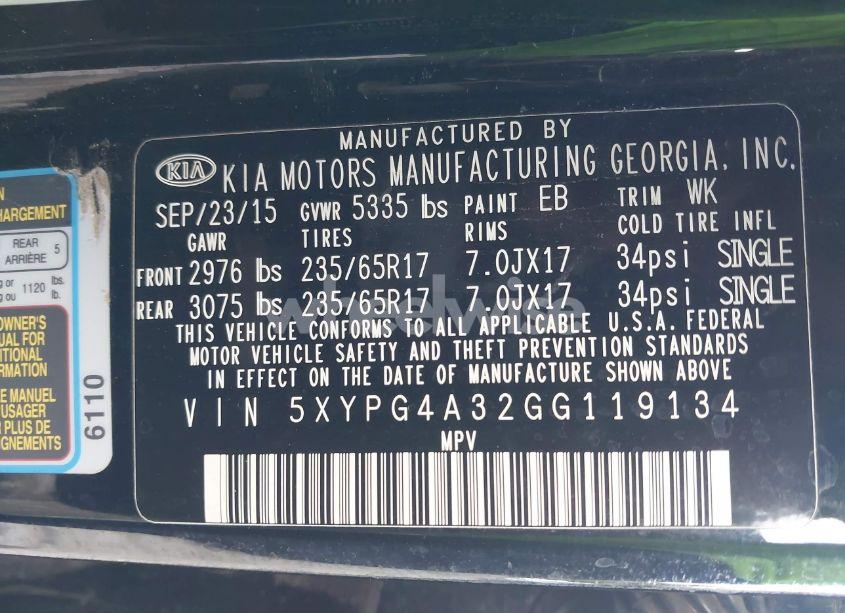 Photo 9 of 2016 Kia Sorento 2.4L LX (VIN 5XYPG4A32GG119134)