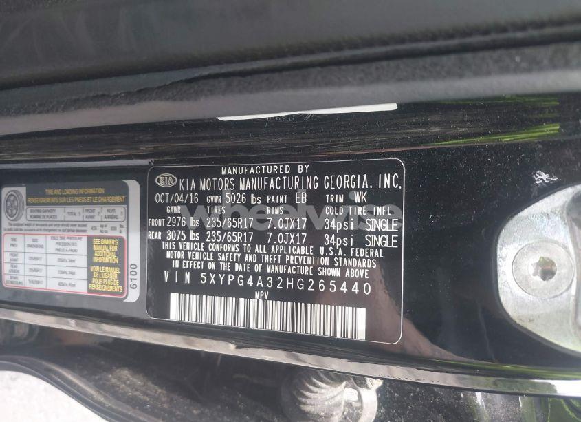 Photo 9 of 2017 Kia Sorento 2.4L L (VIN 5XYPG4A32HG265440)