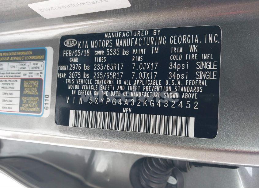 Photo 9 of 2019 Kia Sorento 2.4L L (VIN 5XYPG4A32KG432452)