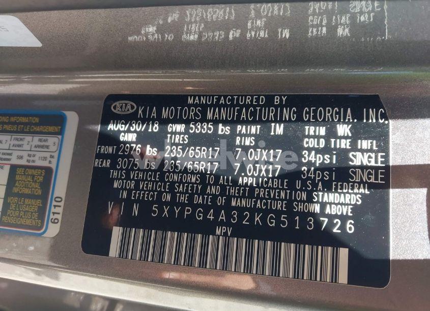 Photo 9 of 2019 Kia Sorento 2.4L LX (VIN 5XYPG4A32KG513726)