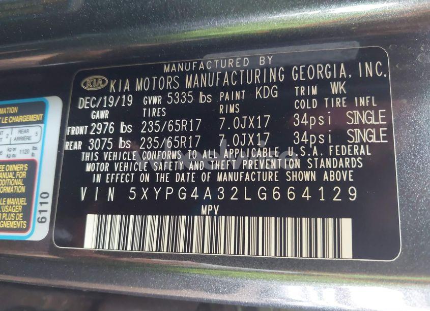 Photo 9 of 2020 Kia Sorento 2.4L LX (VIN 5XYPG4A32LG664129)