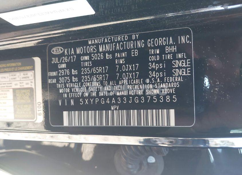 Photo 9 of 2018 Kia Sorento 2.4L LX (VIN 5XYPG4A33JG375385)