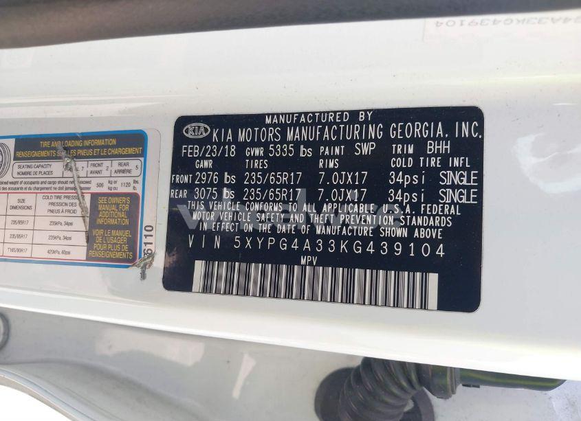 Photo 9 of 2019 Kia Sorento 2.4L LX (VIN 5XYPG4A33KG439104)