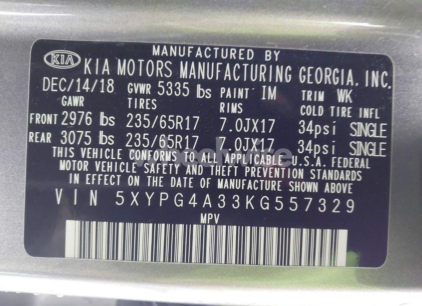 Photo 9 of 2019 Kia Sorento 2.4L LX (VIN 5XYPG4A33KG557329)