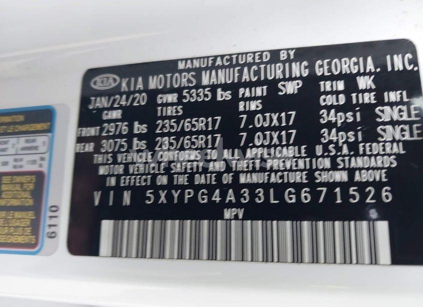 Photo 9 of 2020 Kia Sorento 2.4L L (VIN 5XYPG4A33LG671526)
