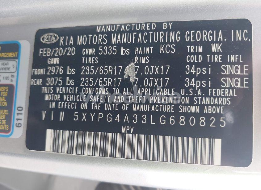 Photo 9 of 2020 Kia Sorento 2.4L L (VIN 5XYPG4A33LG680825)