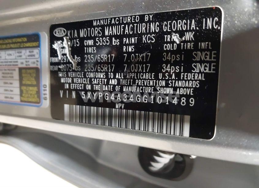 Photo 9 of 2016 Kia Sorento 2.4L LX (VIN 5XYPG4A34GG101489)